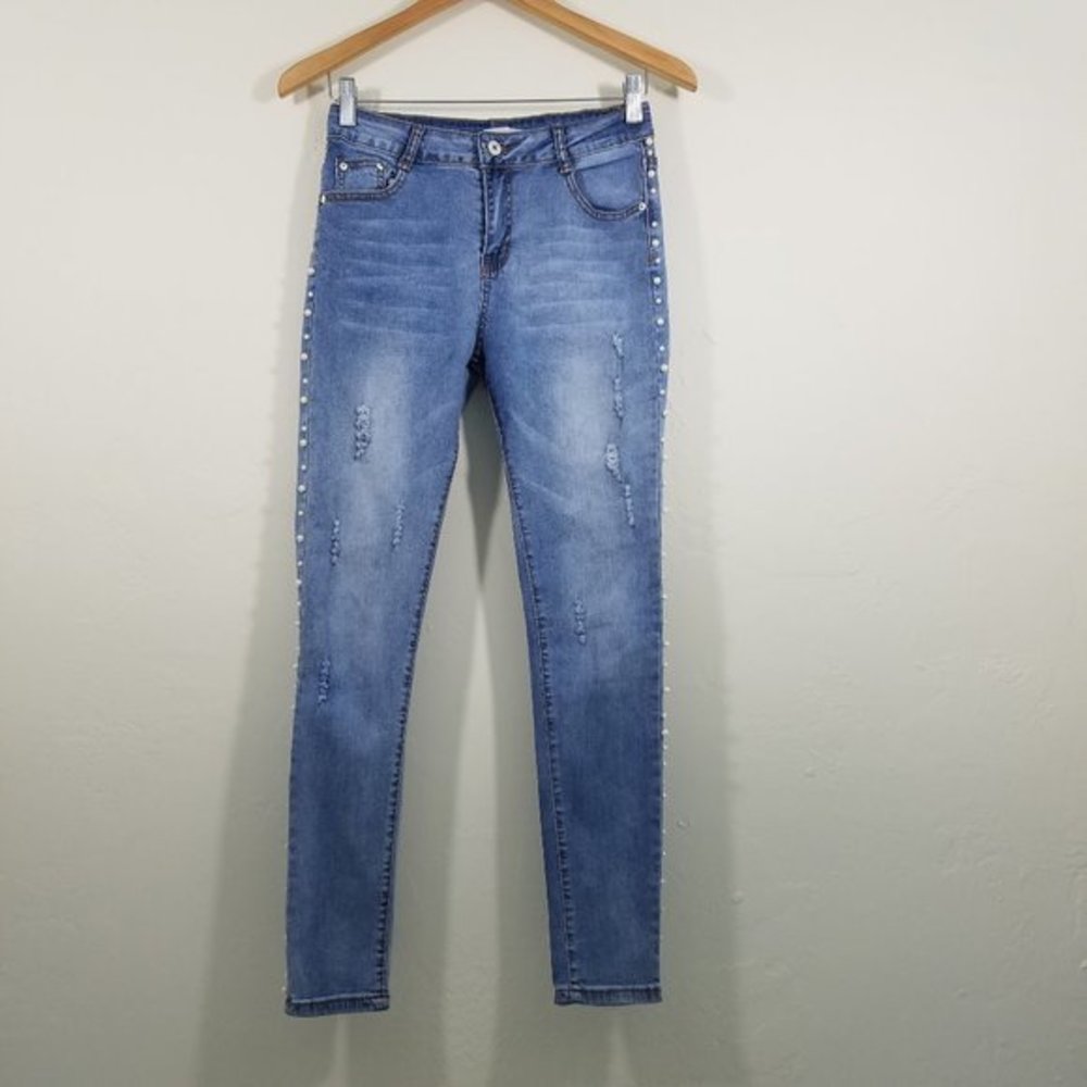 Runway Pearls Skinny Jeans Size M
